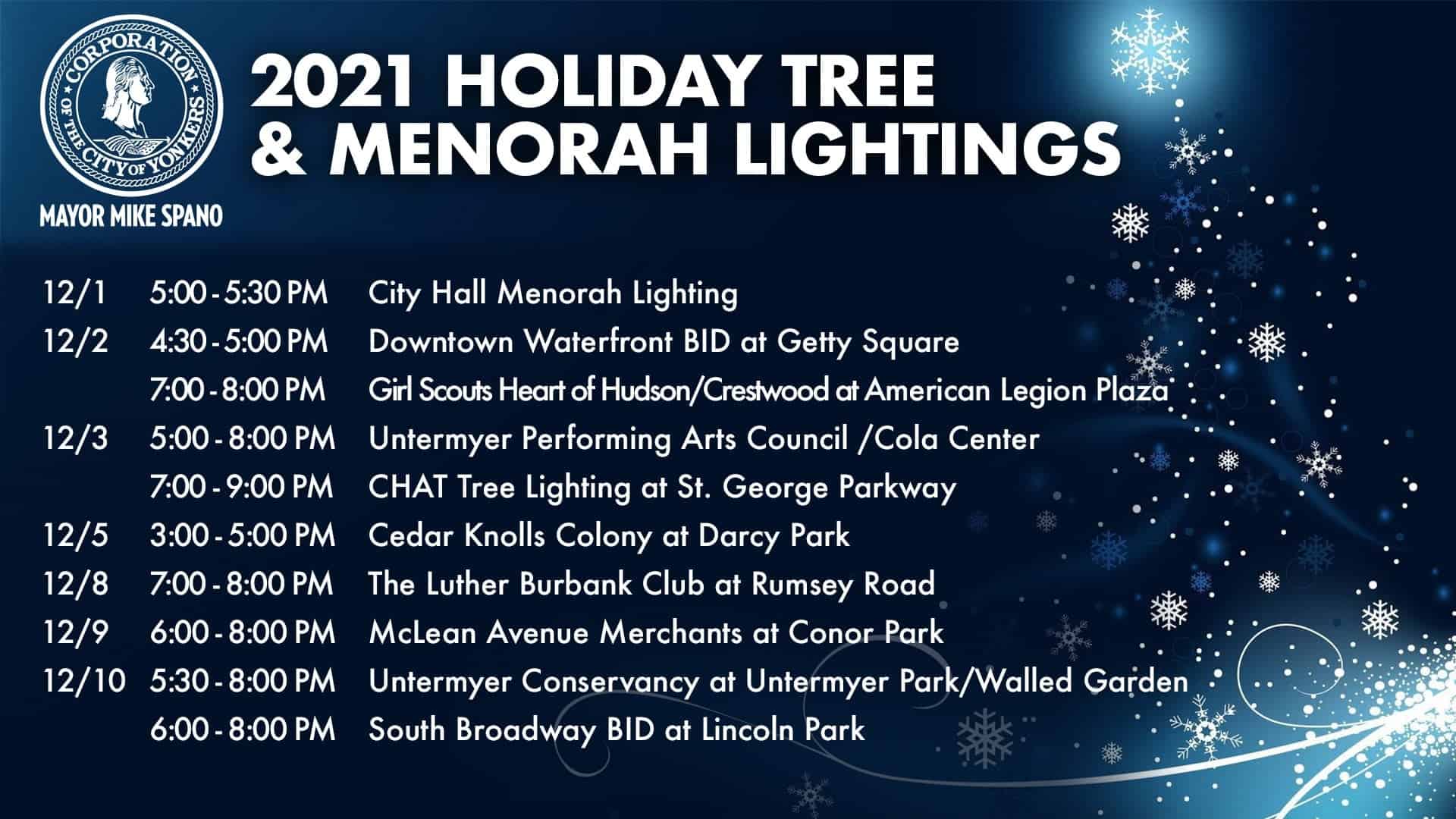 2021 Yonkers Holiday Tree & Menorah Lightings