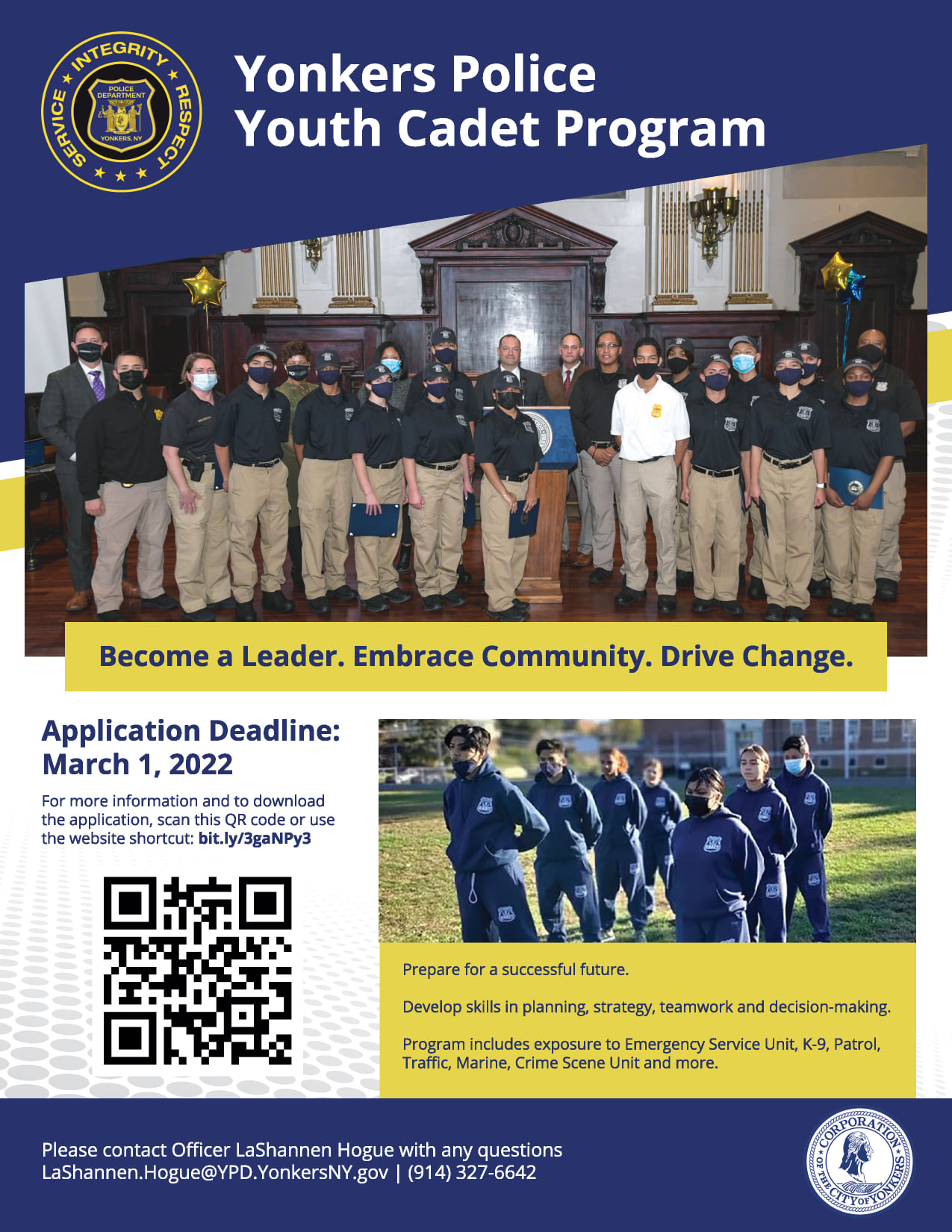 Join the Yonkers Police Cadet Program! March 1 Application Deadline