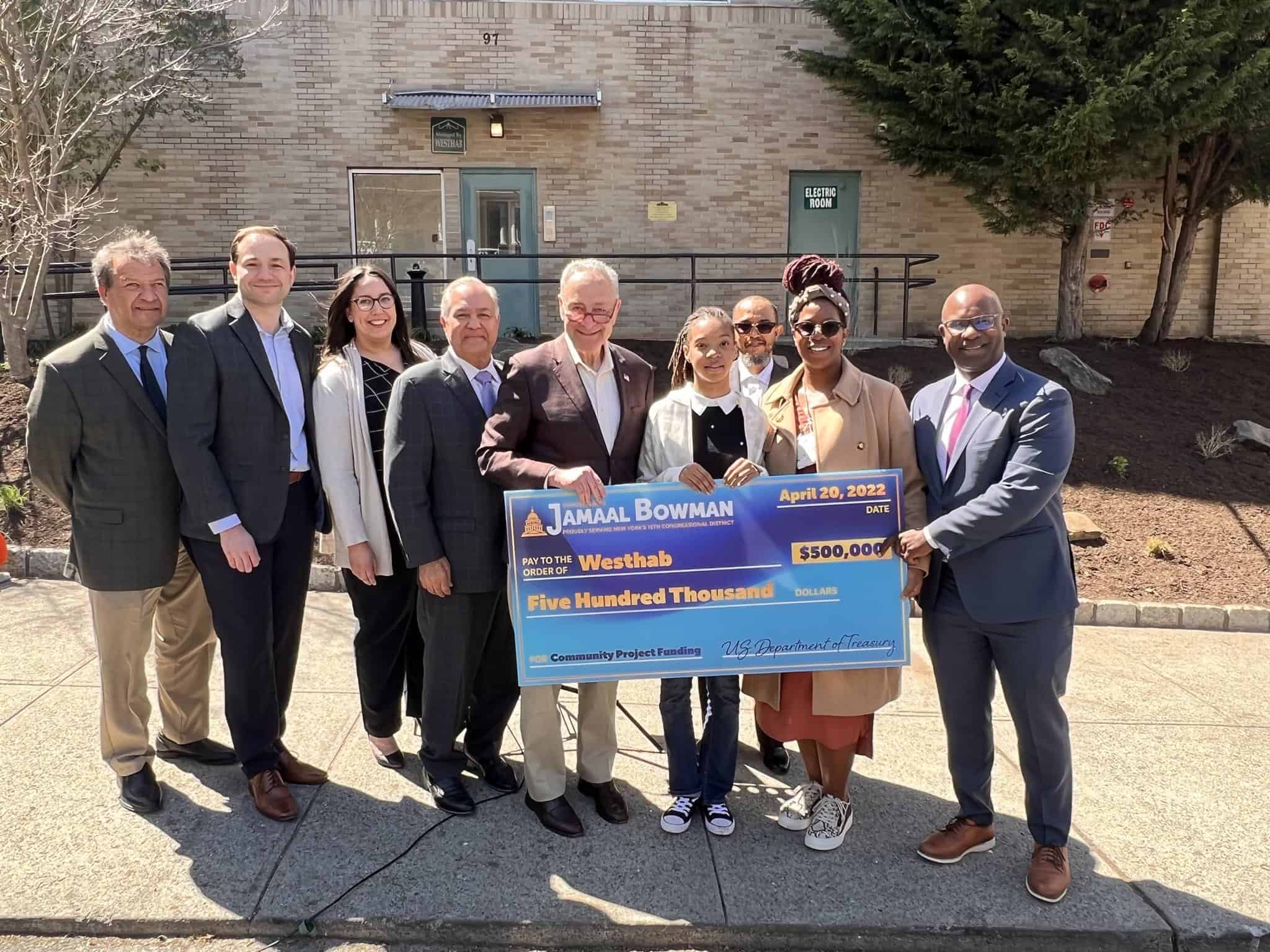Senator Schumer, Congressman Bowman Deliver 500,000 to Westhab to