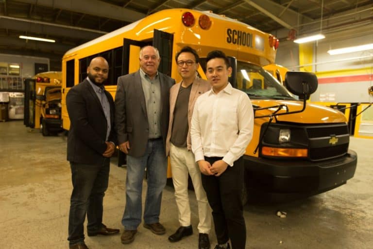 Made in N.Y.-USA Bus Company  Ships School Buses to S. Korea