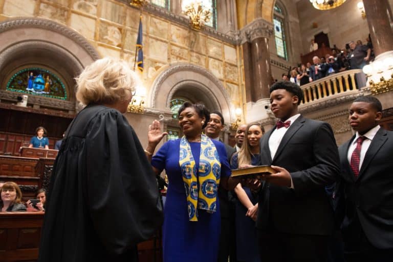 Senate Maj. Leader Stewart-Cousins,   From Westchester, Makes History