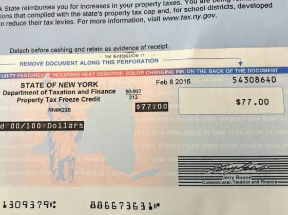 Property Tax Rebate Check New York