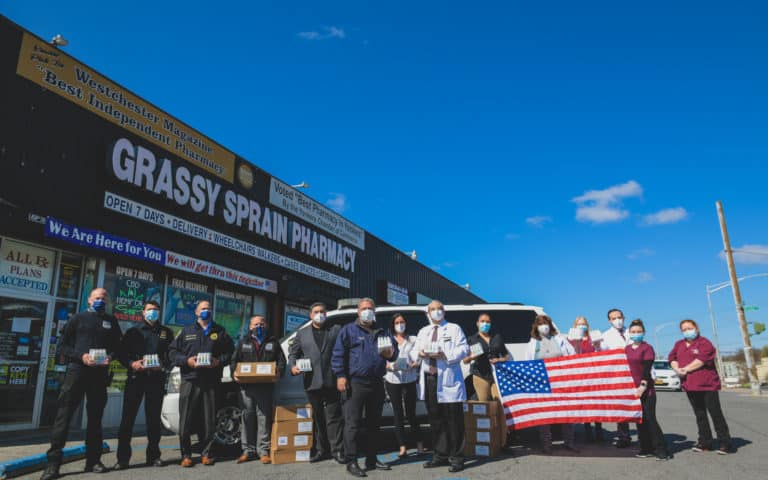 Grassy Sprain Pharmacy Gives PPE to Yonkers Bravest & Finest