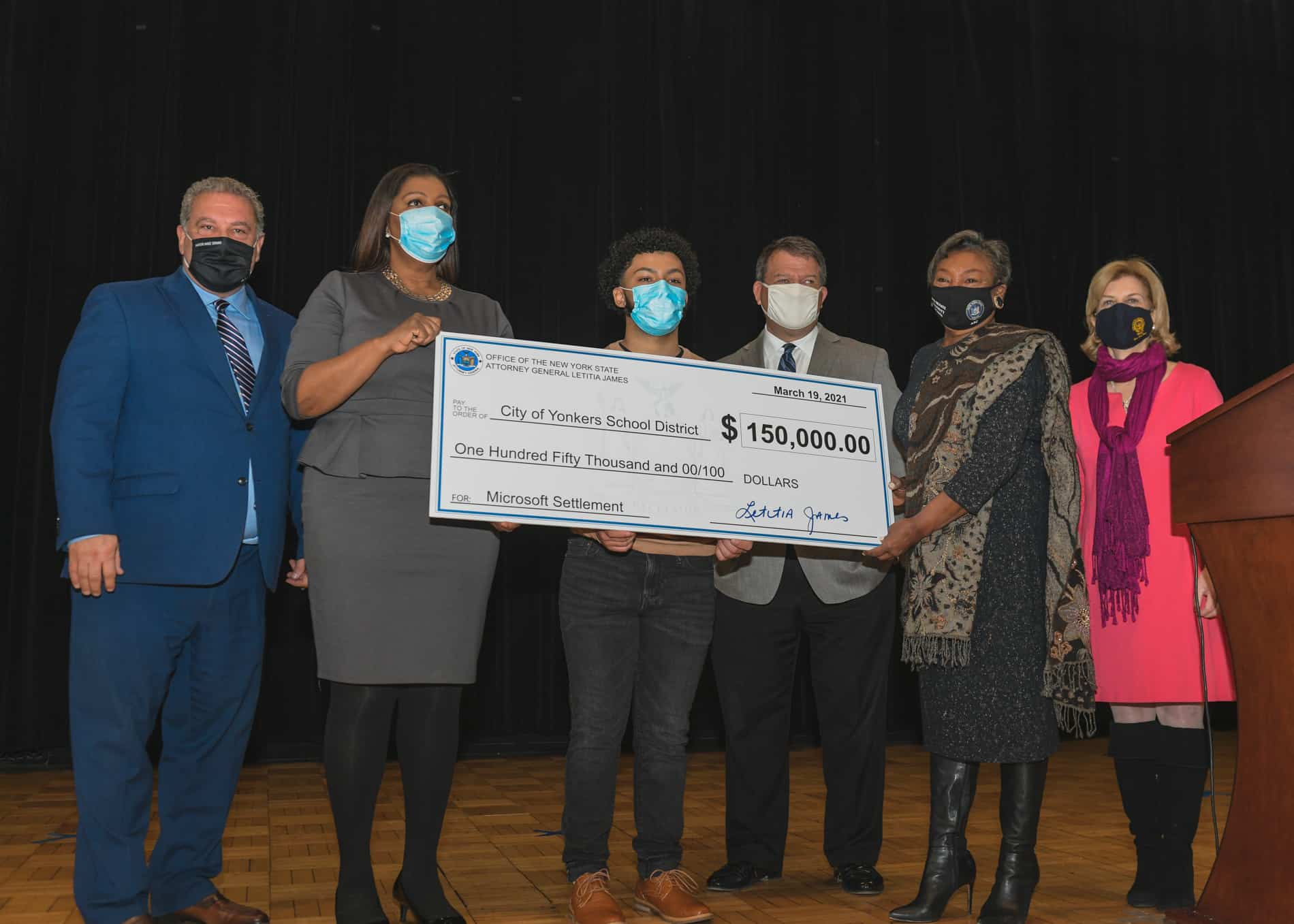 NY Attorney General James Delivers $150k to Yonkers Public Schools for Homeless Students NY Attorney General James Delivers $150k to Yonkers Public Schools for Homeless Students