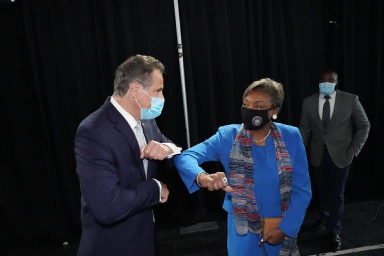 “The Elbow Bump that Everyone is Talking About”-Cuomo Comes to Yonkers, Home of Majority Leader Andrea Stewart-Cousins