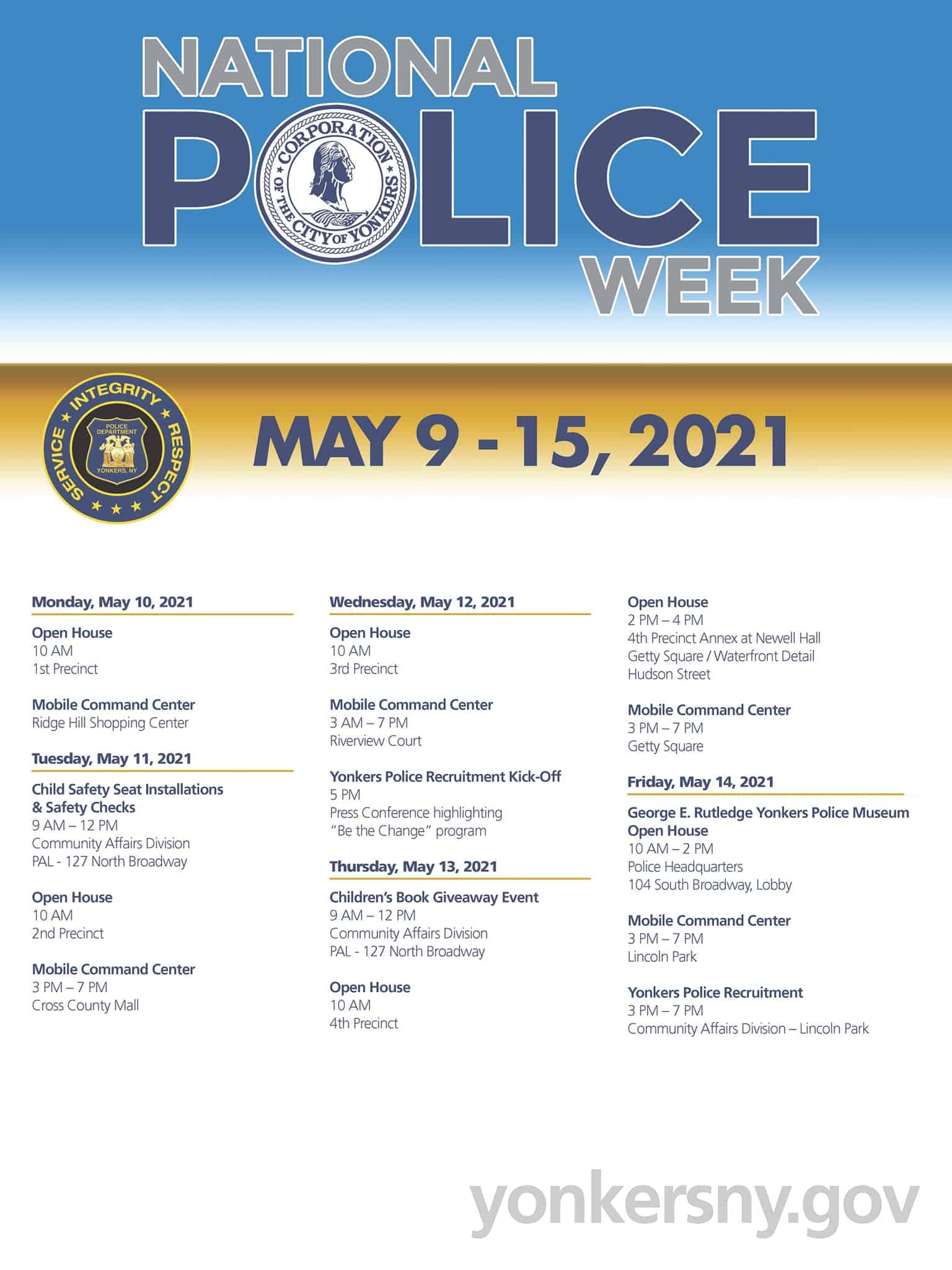 Yonkers to Participate in National Police Week -May 9-15 Yonkers to Participate in National Police Week -May 9-15