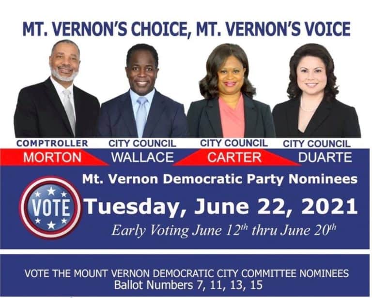 Latimer, Idoni Endorse Mt. Vernon Democrats Committee Slate for Council, Comptroller