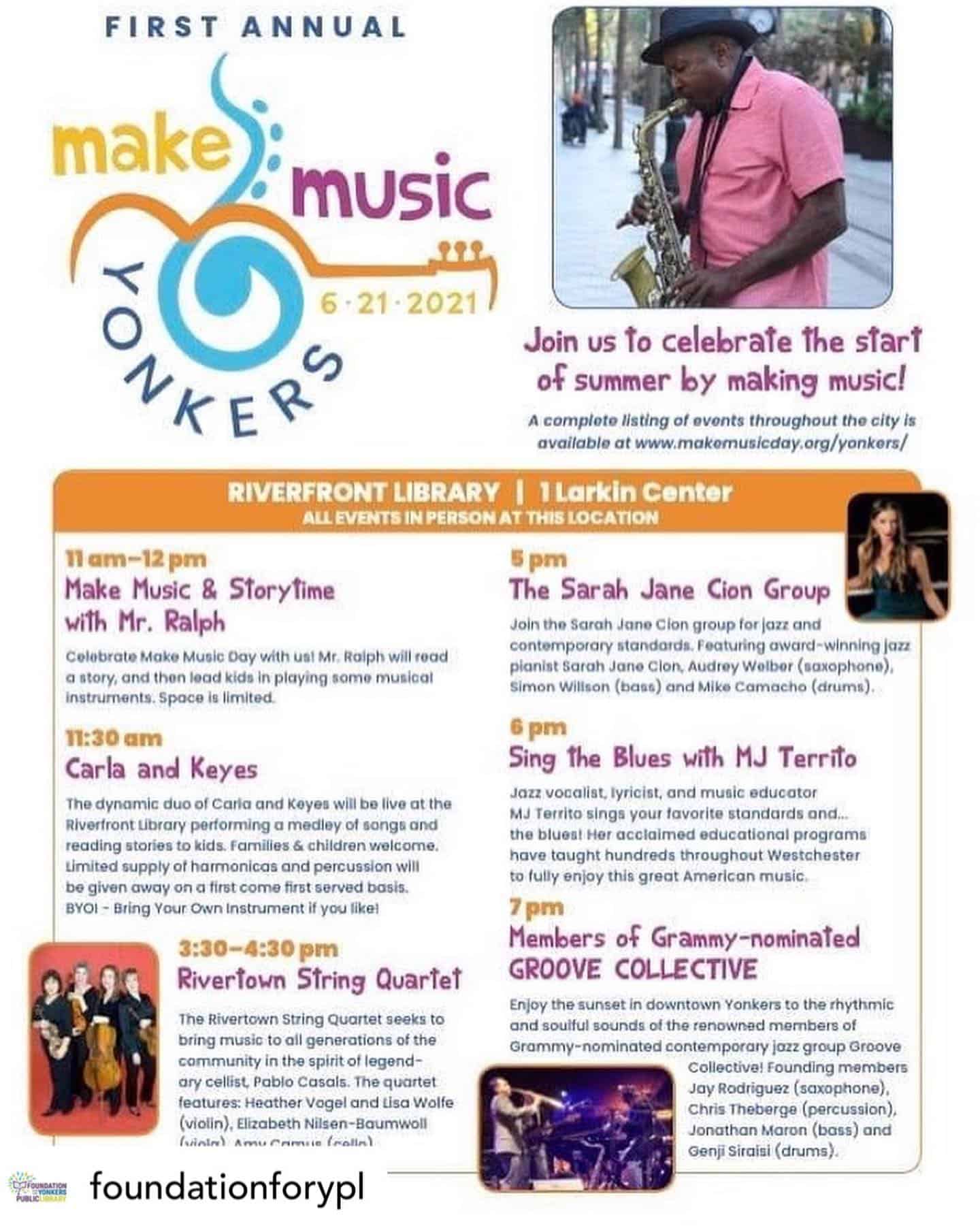Yonkers Libraries Celebrate Music on June 21 Yonkers Libraries Celebrate Music on June 21