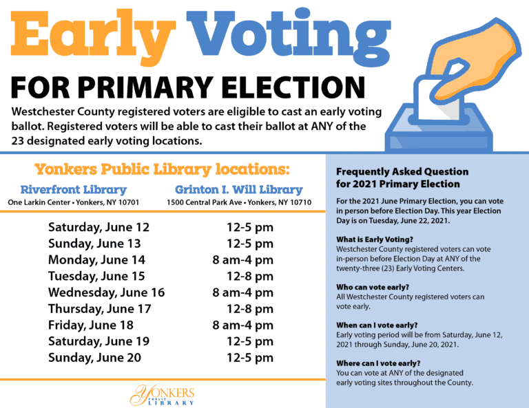 Early Voting Has Begun: Attention, Westchester & Yonkers Democrats-Cast Your Vote!