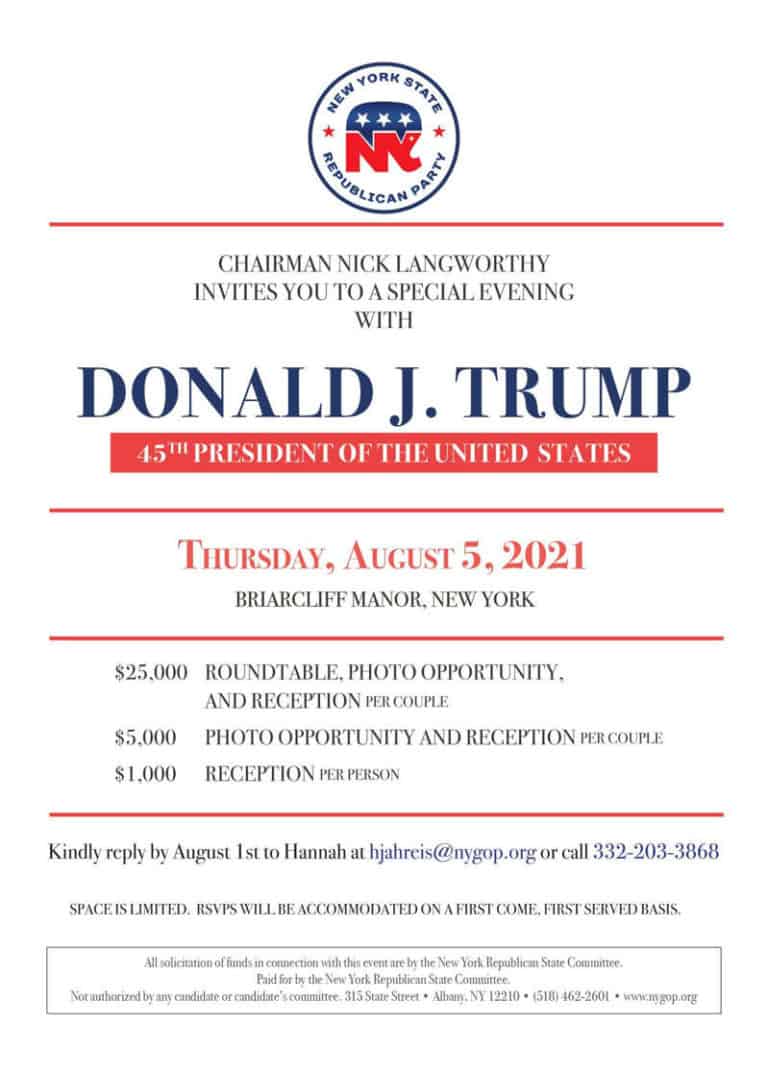 Trump to Return to Westchester for NYGOP Fundraiser August 5