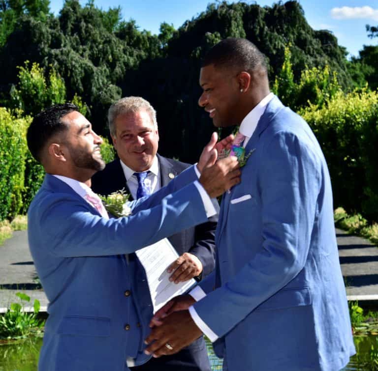 Mayor Spano Officiates at Wedding of First Openly Gay Yonkers Firefighter at Untermyer Gardens