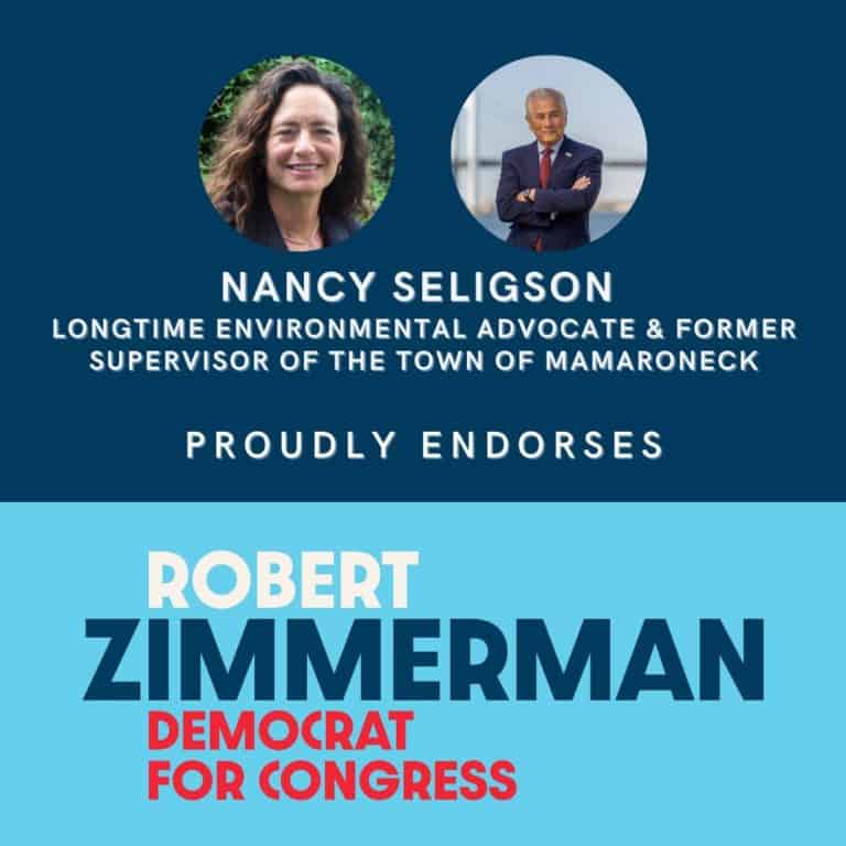 Former Mamaroneck Supervisor Seligson, Endorses Zimmerman for Congress