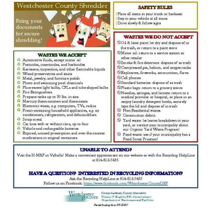 Westchester County's 2nd Household Recycling Day May 7 at Sprain Ridge