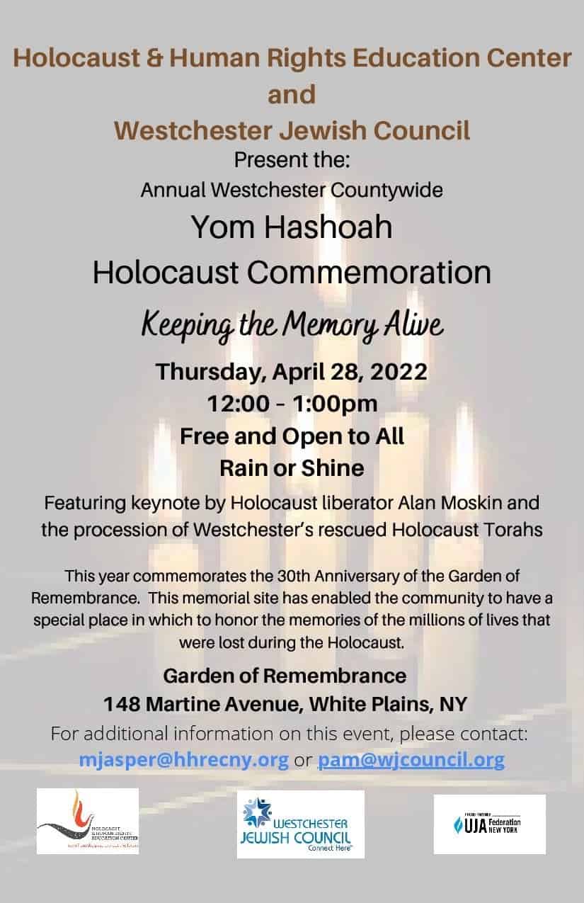 Westchester Holocaust Commemoration Ceremony April 28 Westchester Holocaust Commemoration Ceremony April 28
