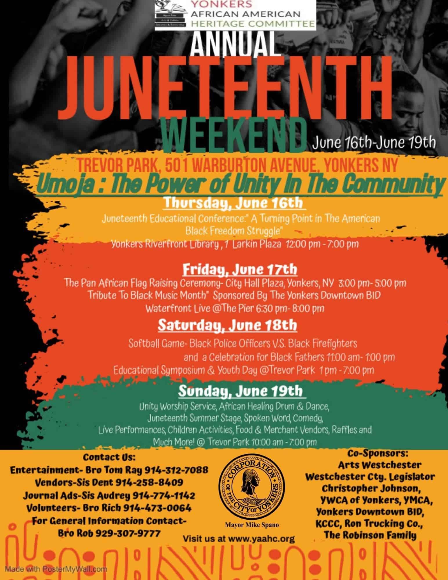 YAAHC Presents Annual Juneteenth Weekend at Trevor Park, Yonkers, June 16-19 YAAHC Presents Annual Juneteenth Weekend at Trevor Park, Yonkers, June 16-19