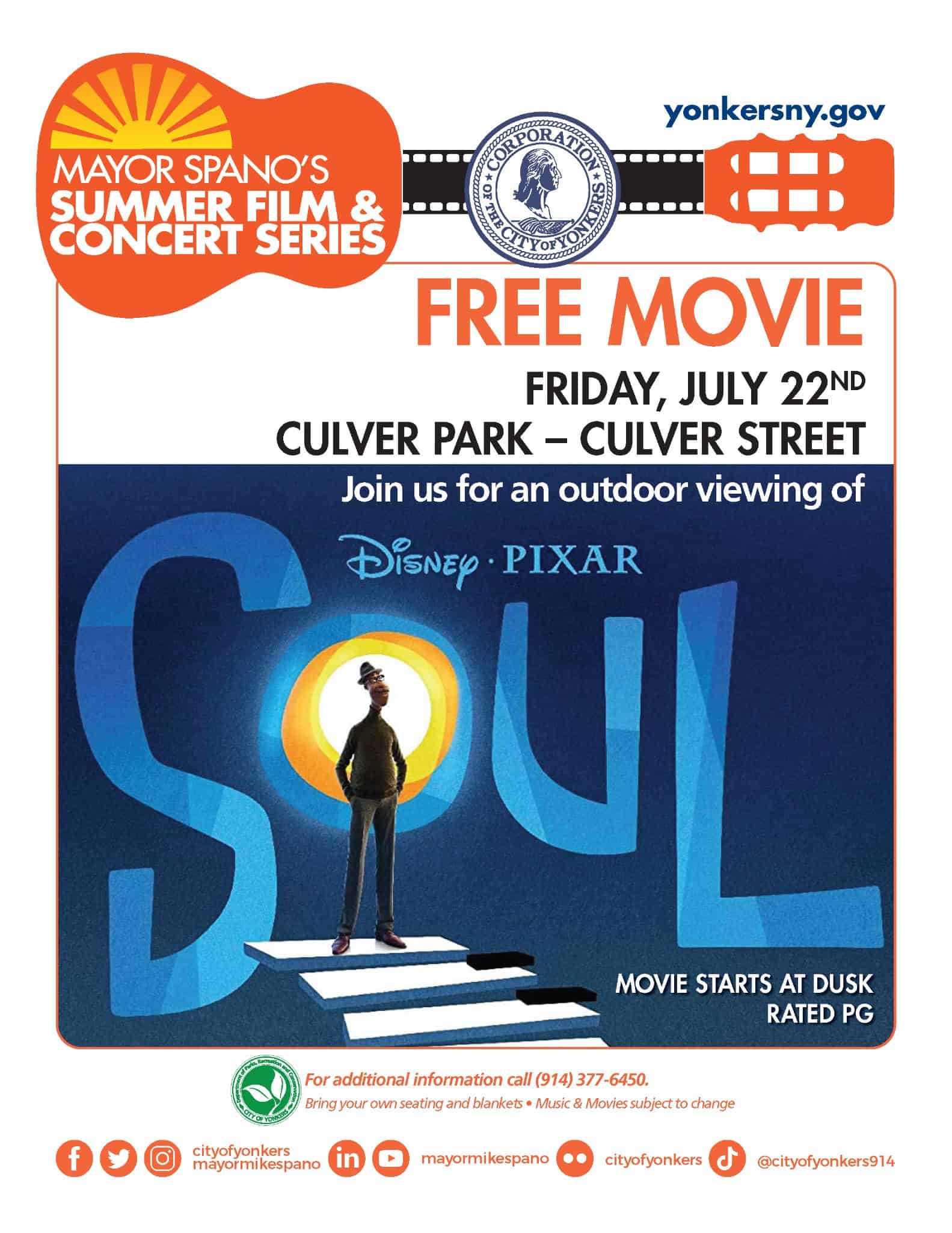 Free Yonkers Concert July 21; Free Movie July 22 Free Yonkers Concert July 21; Free Movie July 22