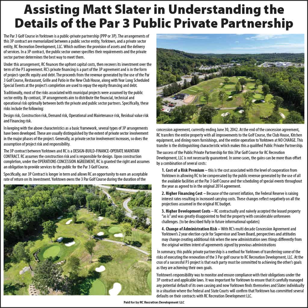 Assisting Matt Slater in Understanding the Details of the Par 3 Public Private Partnership Assisting Matt Slater in Understanding the Details of the Par 3 Public Private Partnership