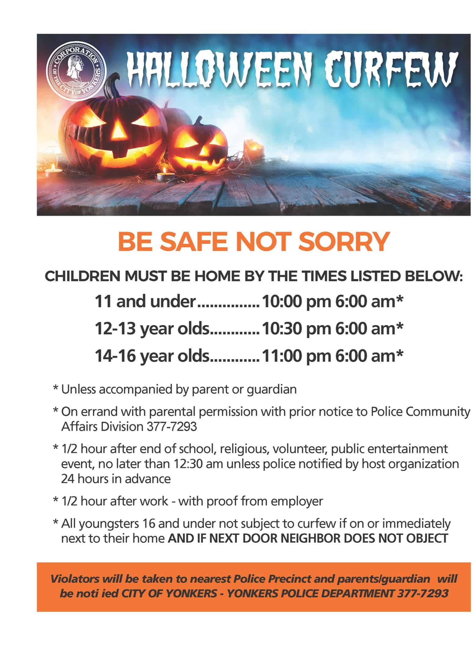 Yonkers Police Department Issues Halloween Curfew Yonkers Times