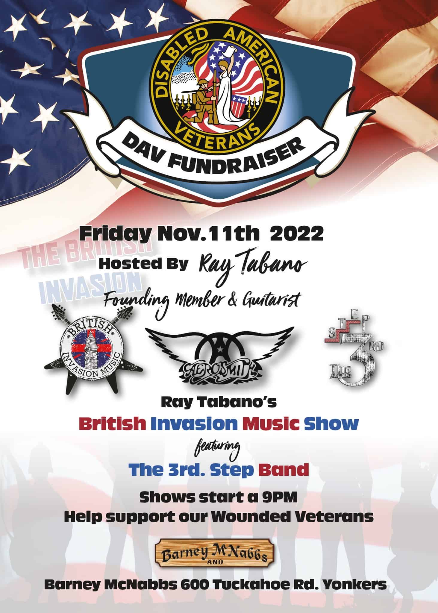 Aerosmith Founding Member to Hold Benefit Concert for Disabled Veterans in Yonkers Nov. 11 Aerosmith Founding Member to Hold Benefit Concert for Disabled Veterans in Yonkers Nov. 11