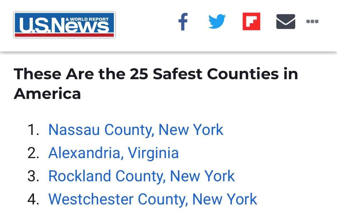 Westchester Named 4th Safest County in America Westchester Named 4th Safest County in America