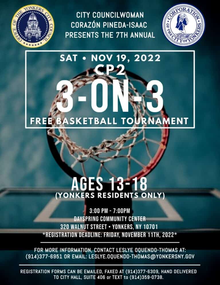 Councilwoman Pineda-Isaac’s 7th Annual 3-ON-3 Free Basketball Tournament Sat. Nov. 19