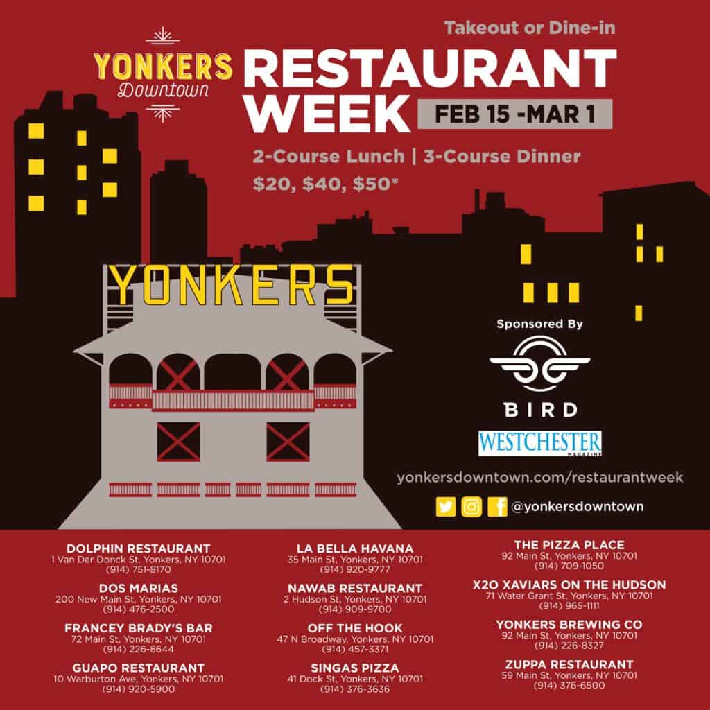 Yonkers Downtown Restaurant Week Returns Through March 1; 20 Lunches
