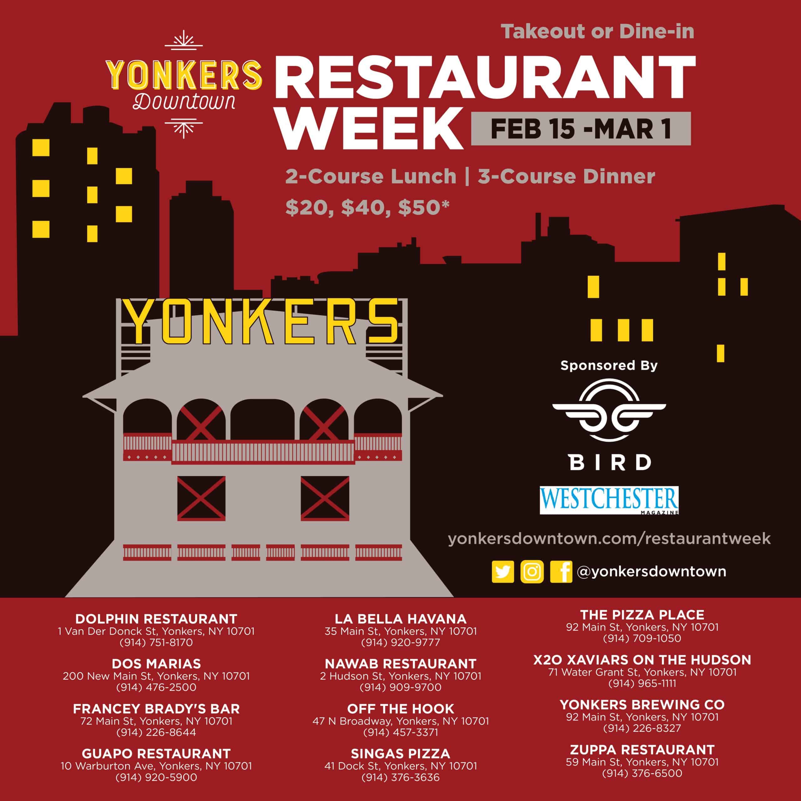 Yonkers Downtown Restaurant Week Returns Through March 1; 20 Lunches