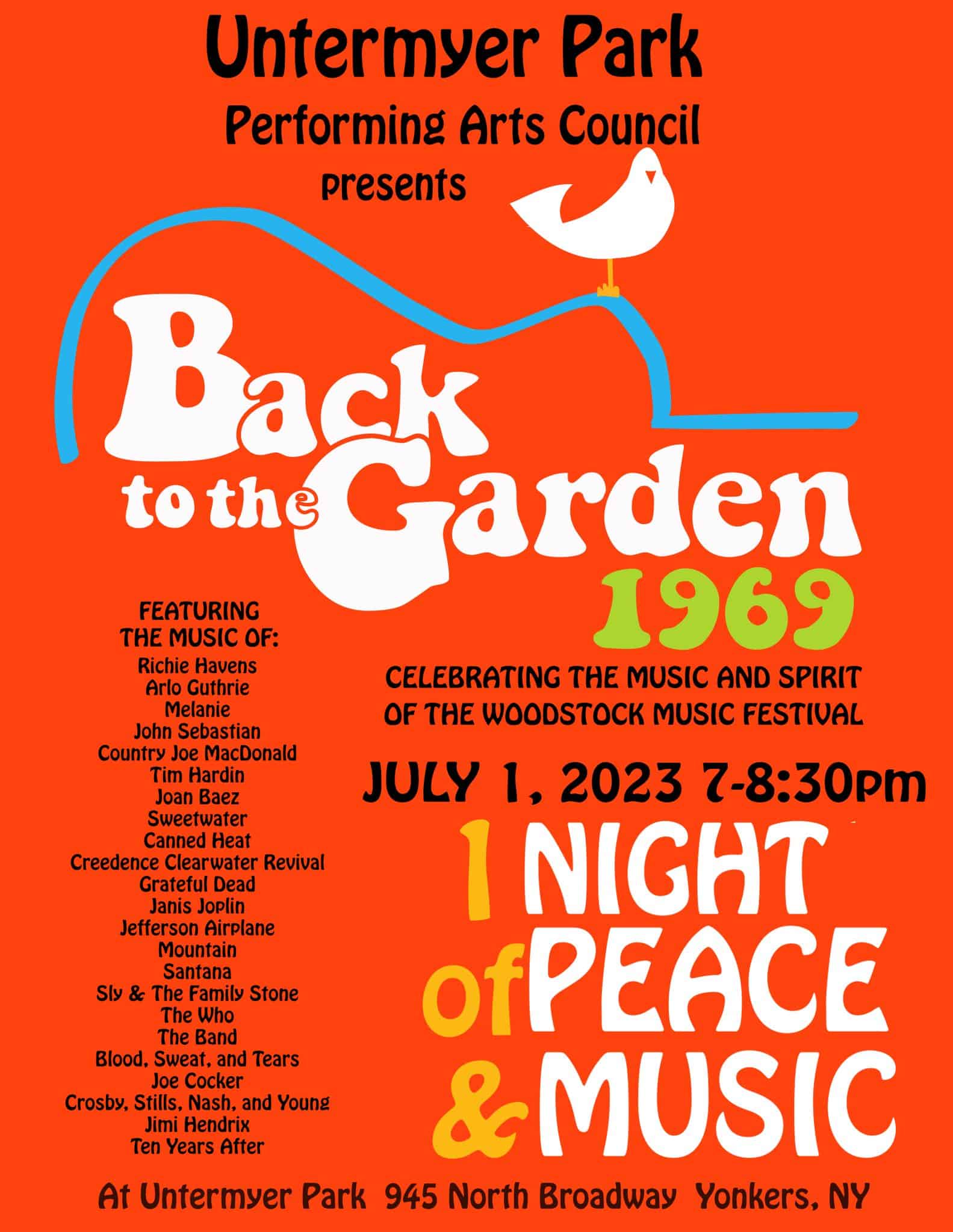 Untermyer Park PAC Presents Back to the Garden 1969 July 1 Untermyer Park PAC Presents Back to the Garden 1969 July 1