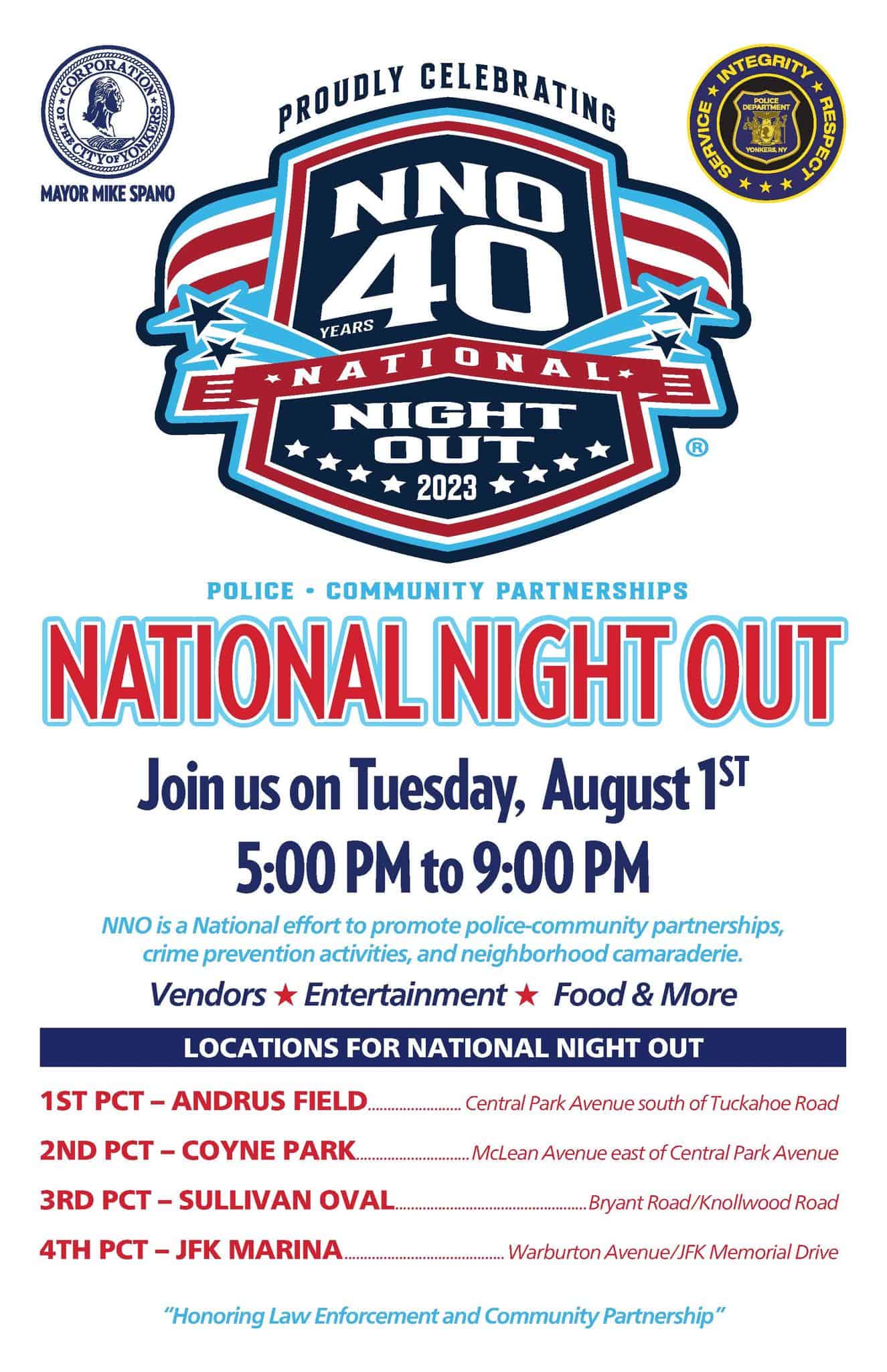 Yonkers Police to Host National Night Out Aug. 1 Yonkers Police to Host National Night Out Aug. 1
