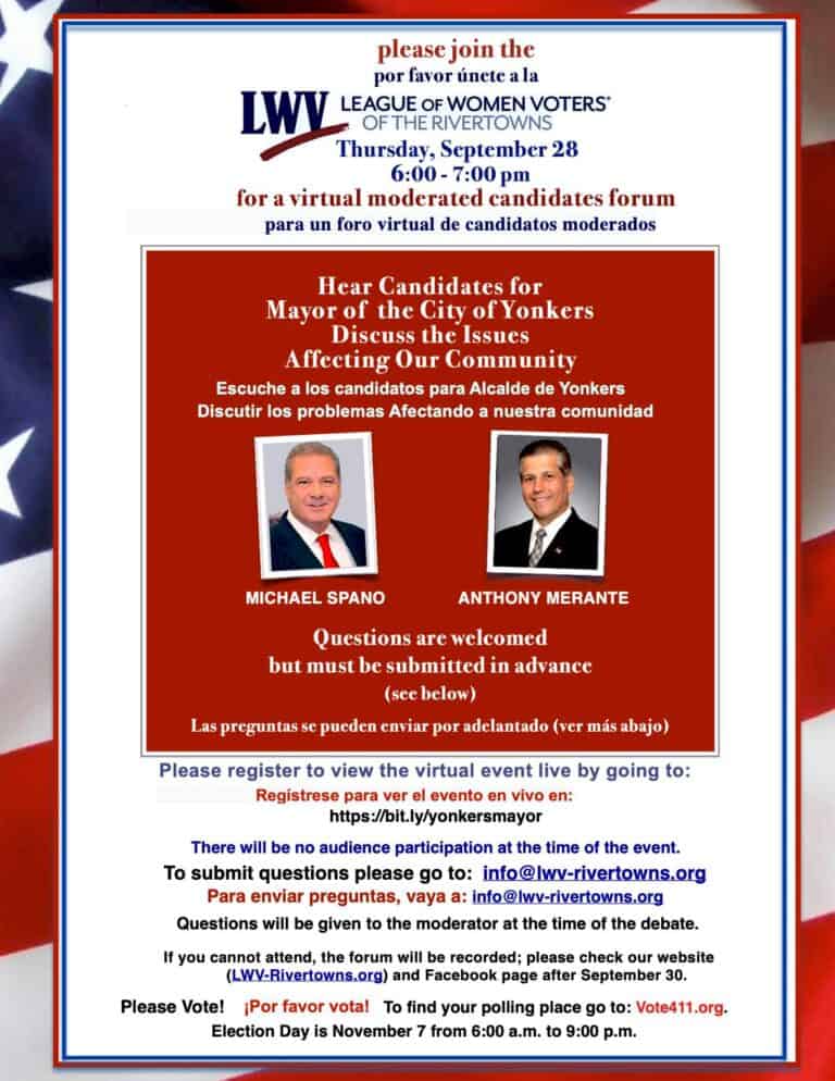 LWV Online Yonkers Mayoral Debate Thursday September 28