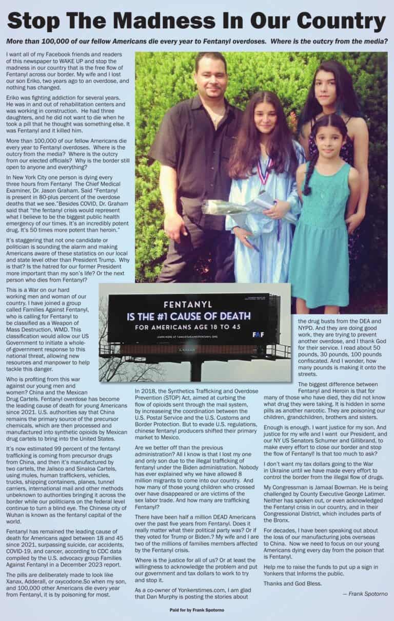 Yonkers Family Says “Stop the Madness” About Fentanyl Deaths