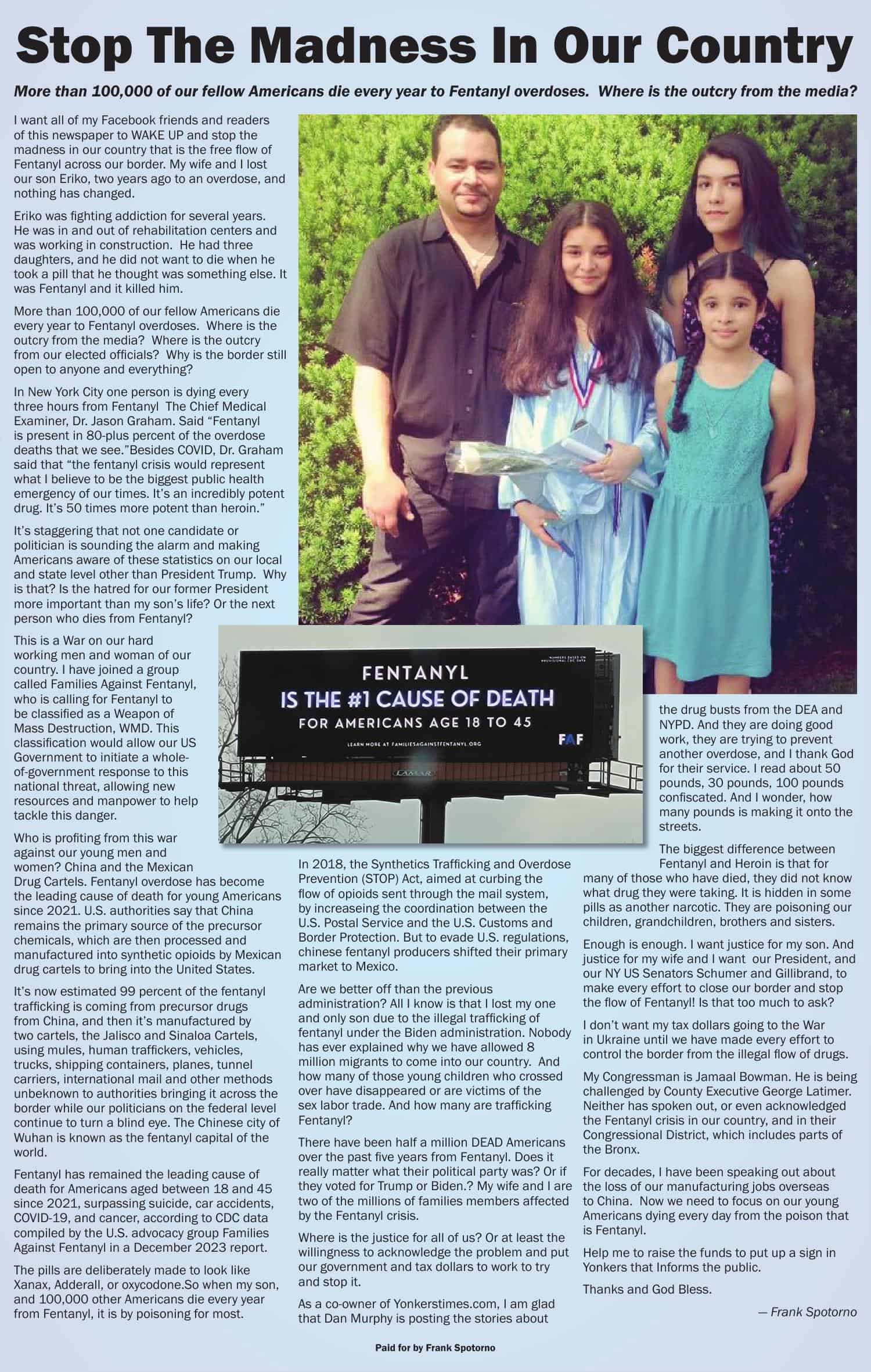 Yonkers Family Says “Stop the Madness” About Fentanyl Deaths Yonkers Family Says “Stop the Madness” About Fentanyl Deaths