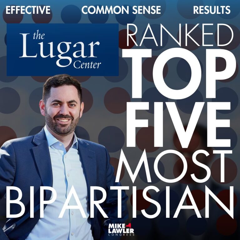 CONGRESSMAN LAWLER RANKED 4TH-MOST BIPARTISAN MEMBER OF CONGRESS
