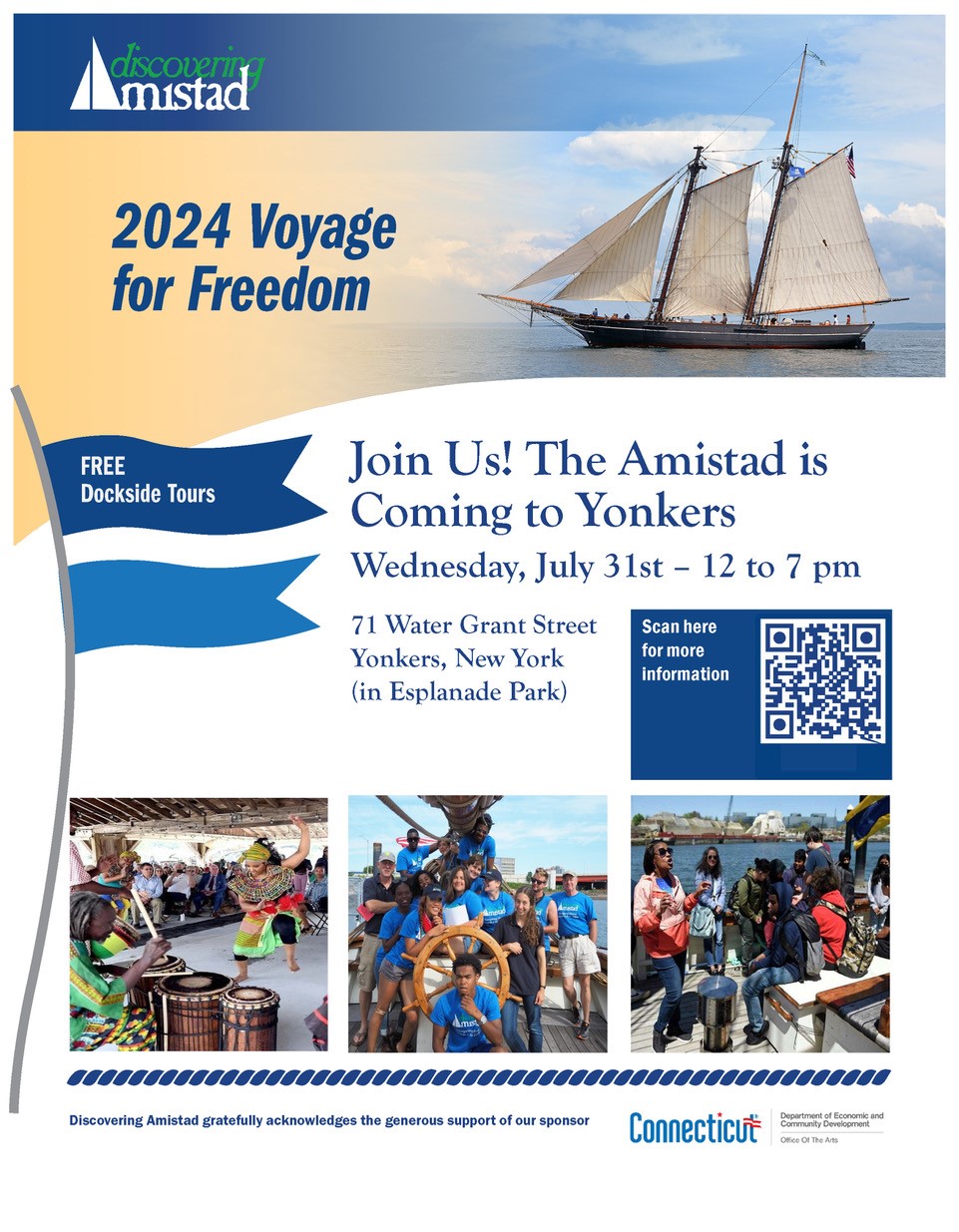 The Amistad is Coming to Yonkers Free Tours July 31 The Amistad is Coming to Yonkers Free Tours July 31