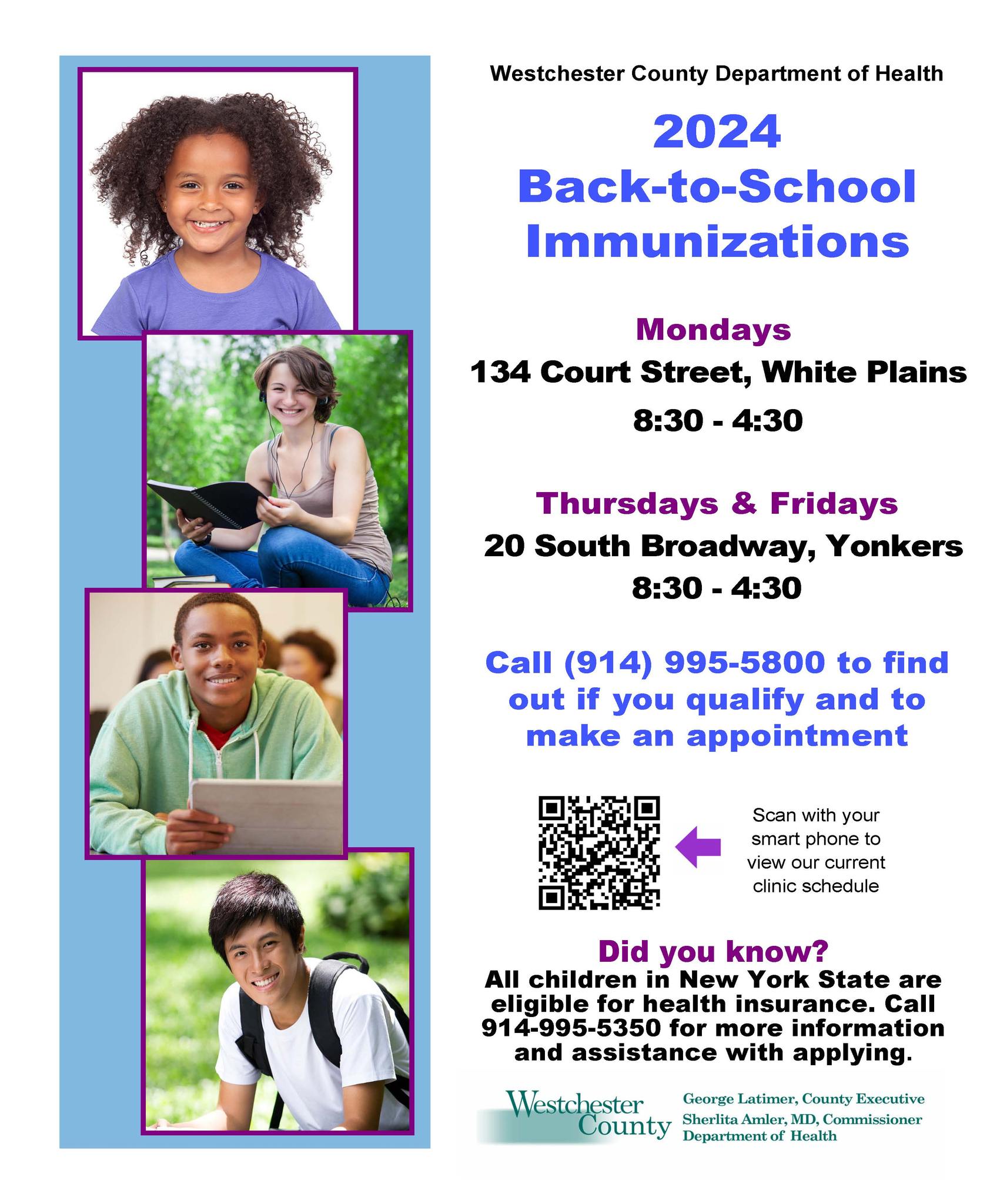 Westchester County Health Department Offers Free Back to School Vaccines in White Plains and Yonkers Westchester County Health Department Offers Free Back to School Vaccines in White Plains and Yonkers