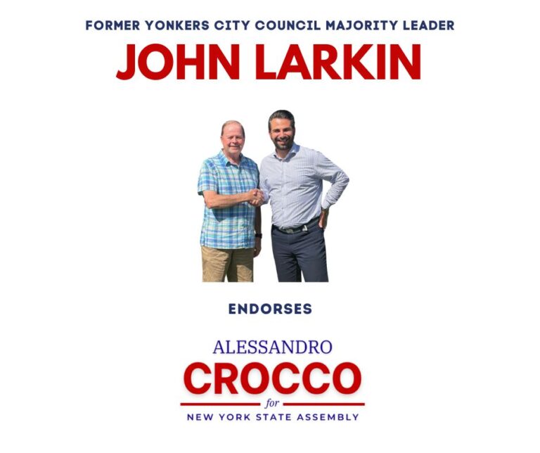 Former Yonkers Councilman John Larkin Endorses Alessandro Crocco for Assembly-92nd District
