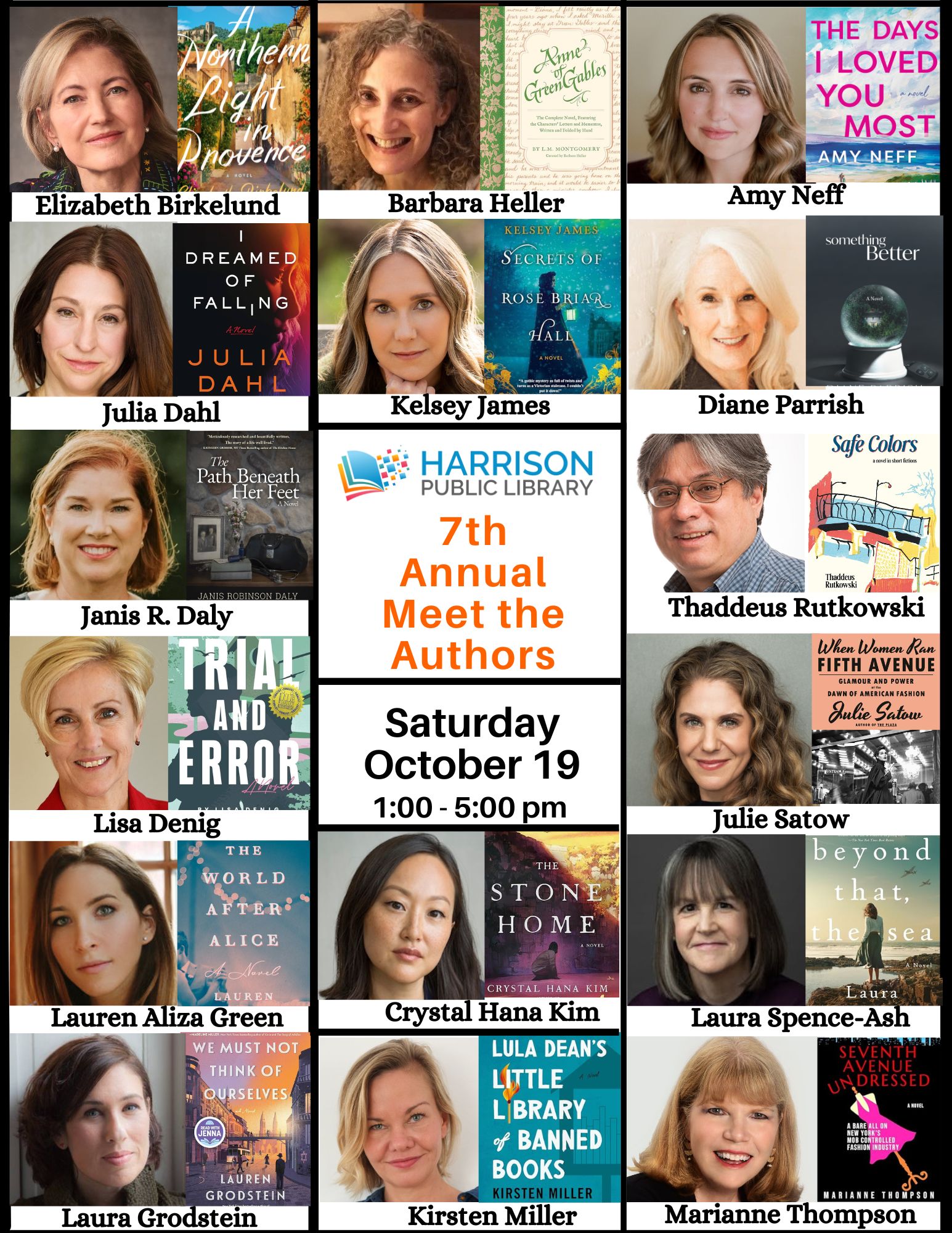 Big Names Coming to Harrison Library’s 7th Annual Meet the Authors Event Oct. 19 Big Names Coming to Harrison Library’s 7th Annual Meet the Authors Event Oct. 19