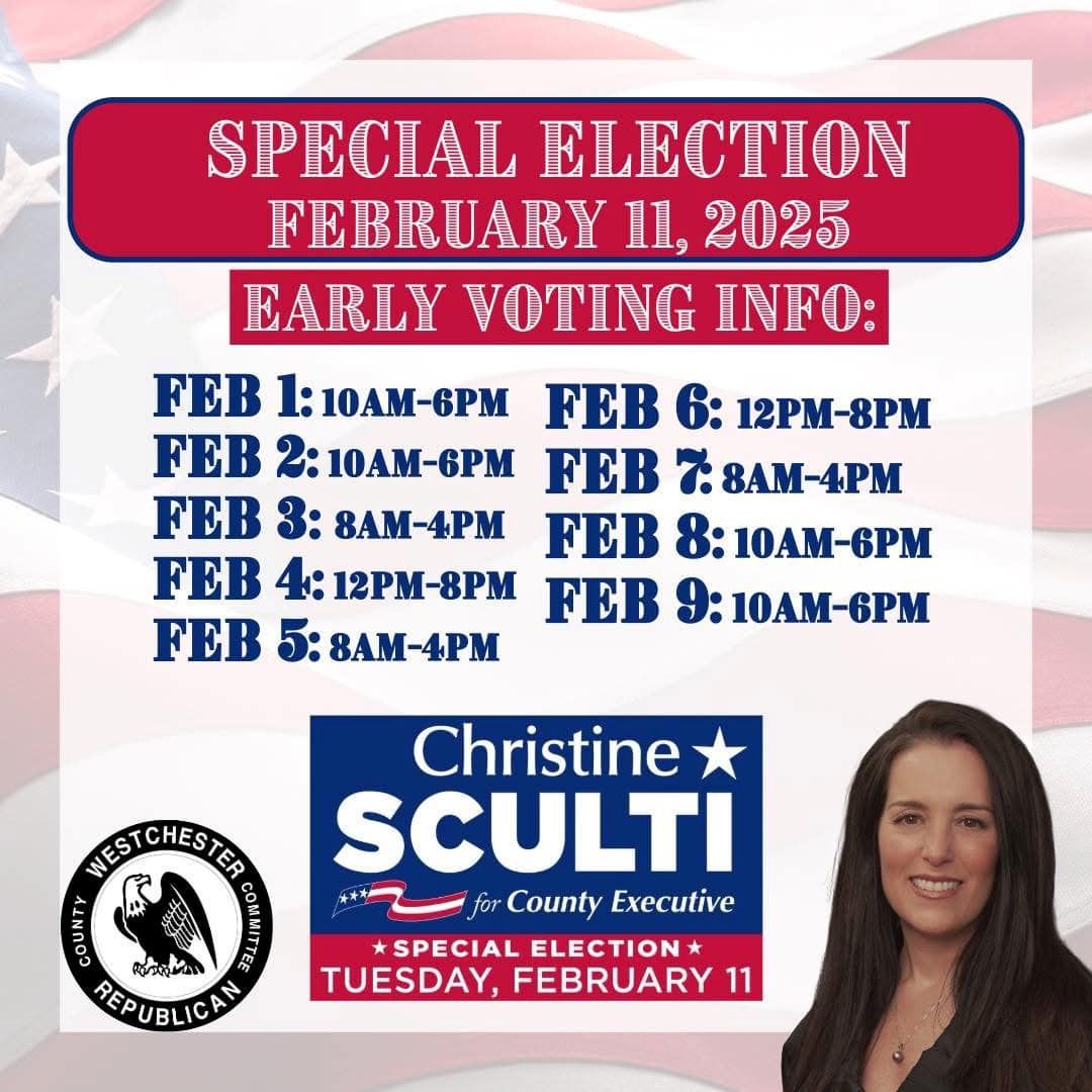 Westchester Republicans Nominate Christine Sculti for County Executive -Special Election February 11 Westchester Republicans Nominate Christine Sculti for County Executive -Special Election February 11