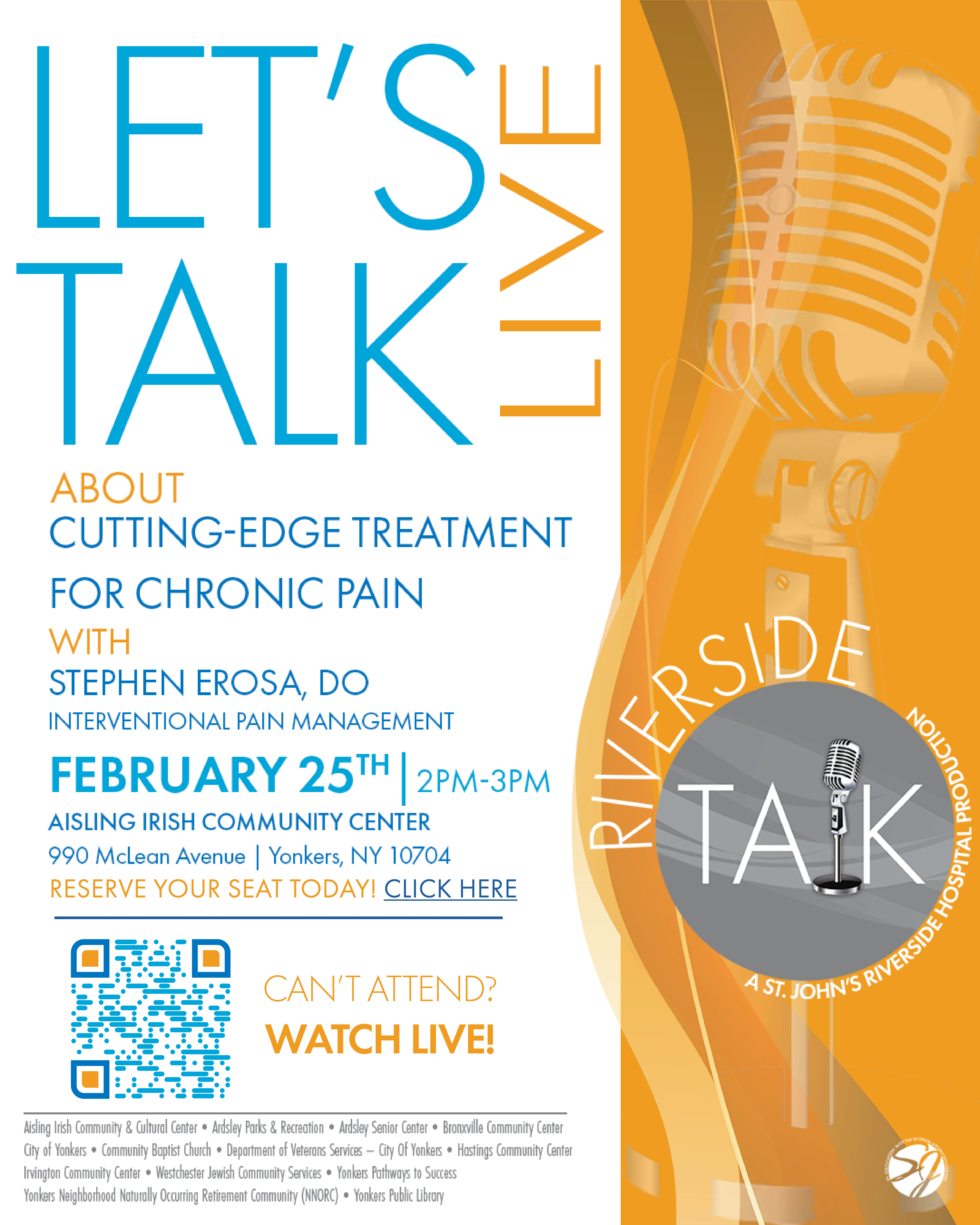 St. John’s Riverside Hospital Presents Let’s Talk Live with Dr. Stephen Erosa -February 25 St. John’s Riverside Hospital Presents Let’s Talk Live with Dr. Stephen Erosa -February 25