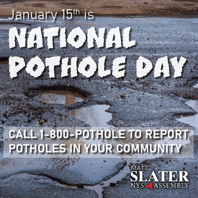 Assemblyman Slater Proposes $1,000 Pothole Tax Credit