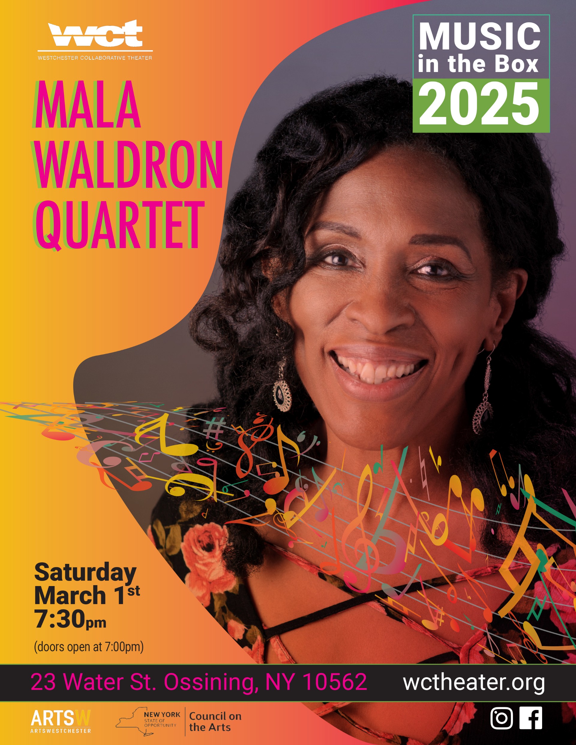 Westchester Collaborative Theater (WCT) Presents the Soulful Sounds of The Mala Waldron Quartet –in Concert-Sat. March 1 Westchester Collaborative Theater (WCT) Presents the Soulful Sounds of The Mala Waldron Quartet –in Concert-Sat. March 1