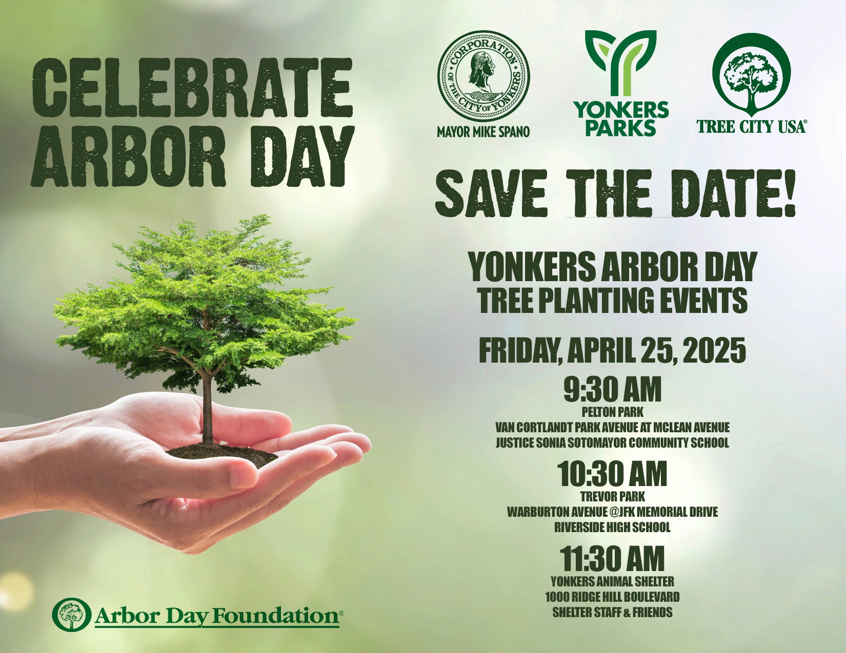 YONKERS PARKS DEPARTMENT ANNUAL ARBOR DAY TREE PLANTINGS & CLEAN UP OF OLD CROTON AQUEDUCT APRIL 25 & 26 YONKERS PARKS DEPARTMENT ANNUAL ARBOR DAY TREE PLANTINGS & CLEAN UP OF OLD CROTON AQUEDUCT APRIL 25 & 26