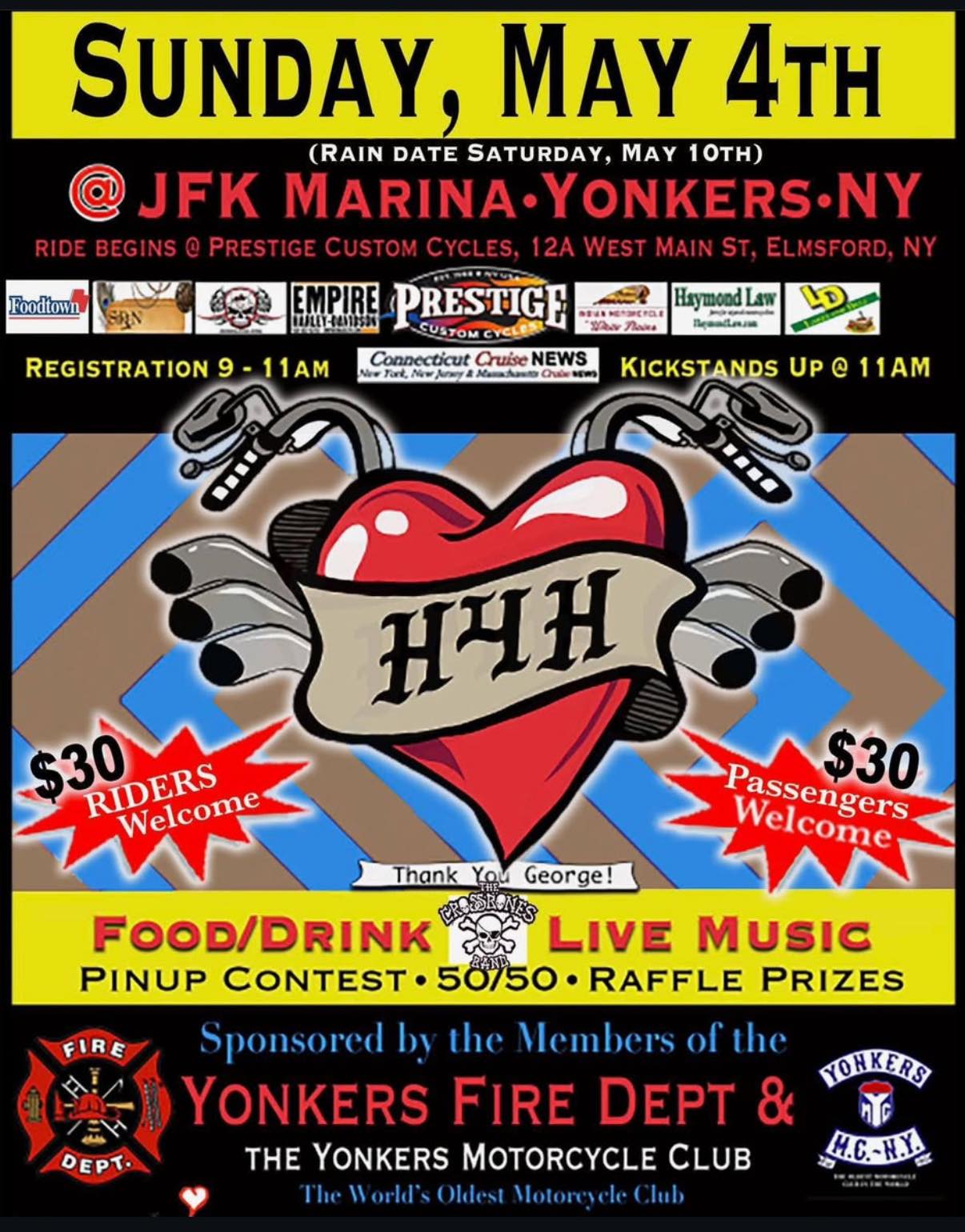 Yonkers Motorcycle Club and YFD Present: Hogs4Hope-JFK Marina-May 4 Yonkers Motorcycle Club and YFD Present: Hogs4Hope-JFK Marina-May 4