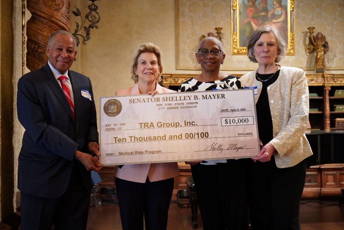 New York State Senator Shelley B. Mayer Presents $10,000 Grant To TRA Group, Inc. To Support Expanding Medical Ride Program New York State Senator Shelley B. Mayer Presents $10,000 Grant To TRA Group, Inc. To Support Expanding Medical Ride Program