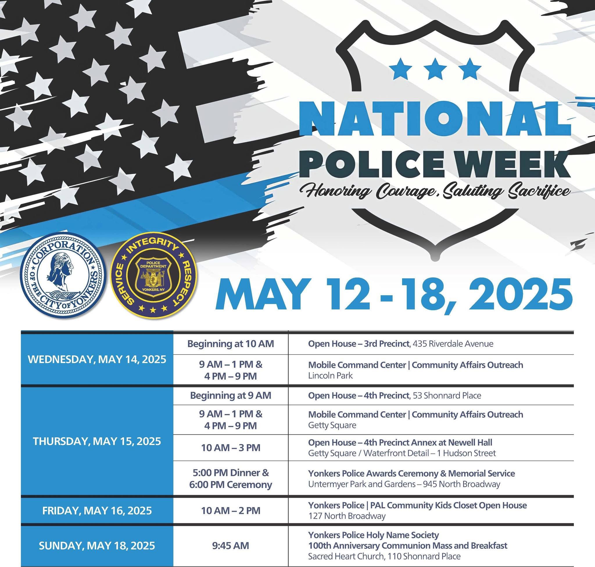 Yonkers Police Department Celebrate National Police Week With Events -May 12-18th! Yonkers Police Department Celebrate National Police Week With Events -May 12-18th!