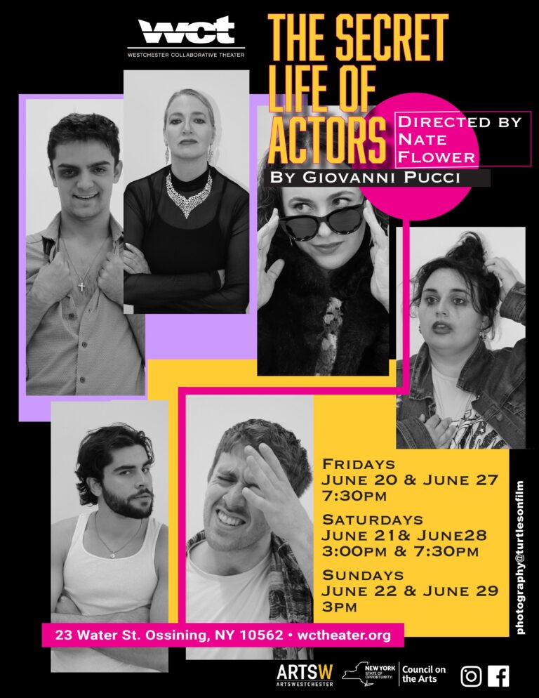 Westchester Collaborative Theater (WCT) To Premiere The Secret Life of Actors –A Provocative New Play by Giovanni Pucci directed by Nathan Flower of NYU Tisch