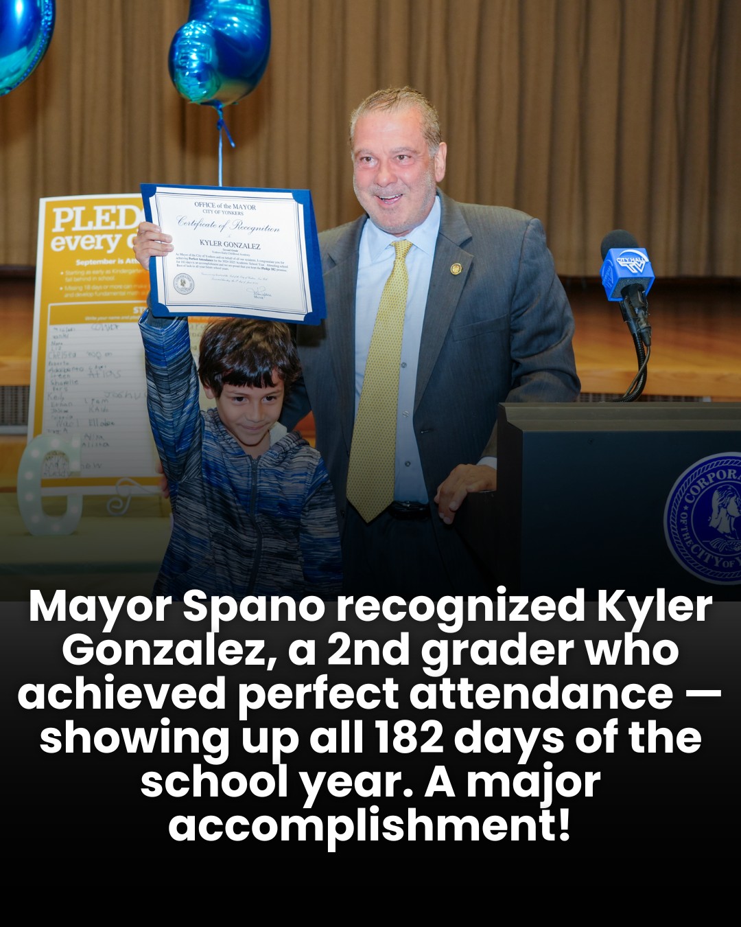 Mayor Spano Honors Early Childhood Academy Student Kyler Gonzalez, Who Did It- Perfect Attendance! Mayor Spano Honors Early Childhood Academy Student Kyler Gonzalez, Who Did It- Perfect Attendance!