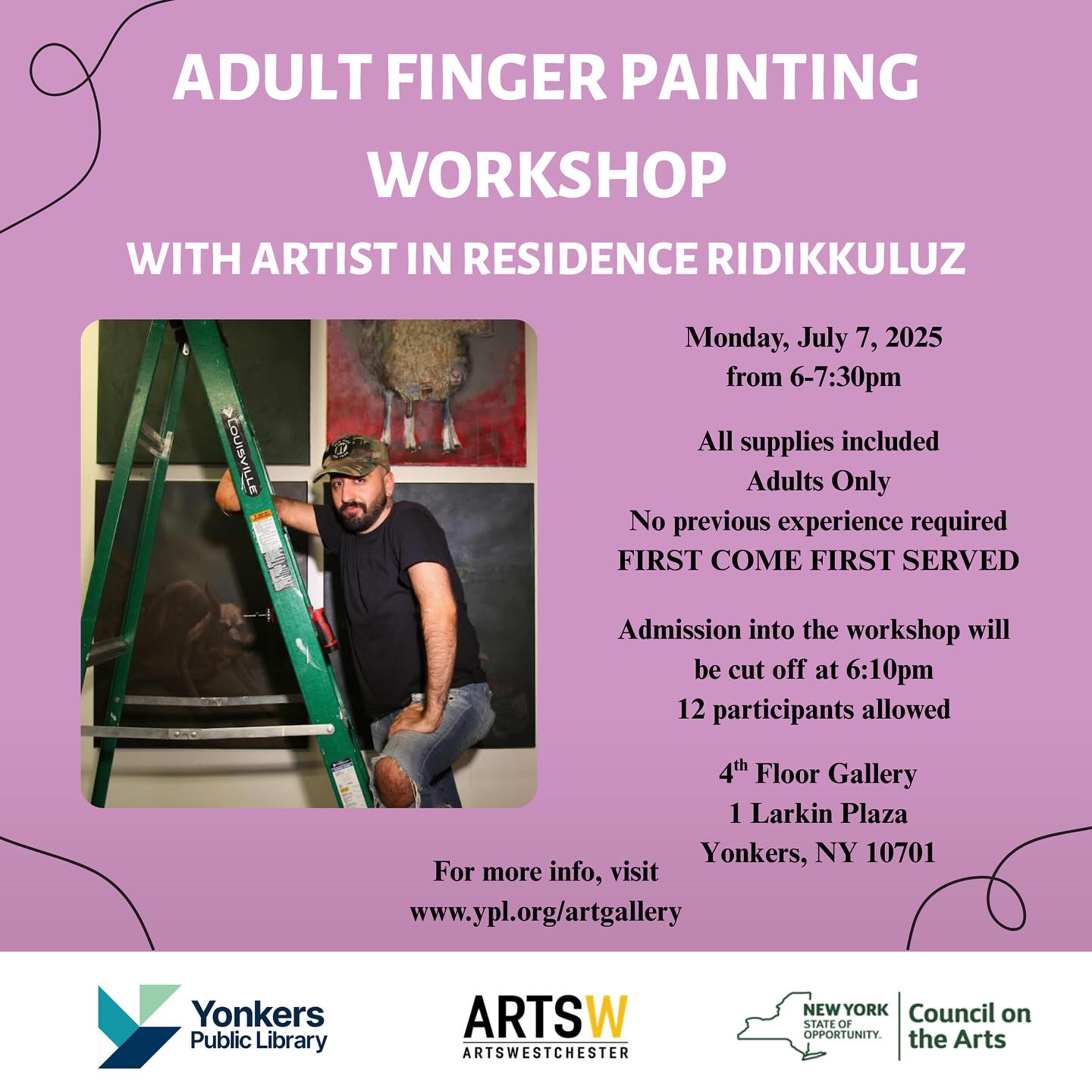 Adult Finger Painting Workshop at Yonkers Riverfront Library July 7 Adult Finger Painting Workshop at Yonkers Riverfront Library July 7