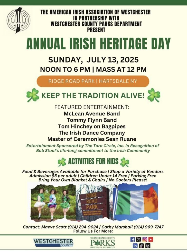 American Irish Association of Westchester Hosts Irish Heritage Day on July 13th