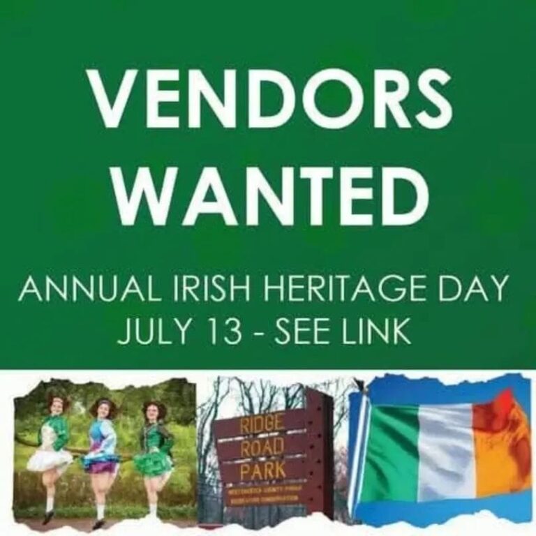 Vendors Wanted for Westchester Irish Heritage Day July 13